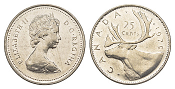 Канада 25 центов 1979 Елизавета II (1952-2022), олень KM 74 никель 4637-826