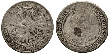 Силезия-Легница-Бжег 15 крейцеров 1664 Георг III (1639-1664) серебро 413-1323