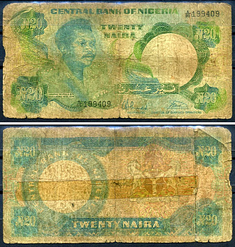 Нигерия 20 найра ND (1984-2000) Pick 26 b бумага 8613-48-2-2