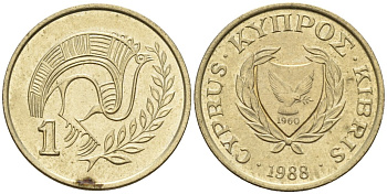 Кипр 1 цент 1988 KM 53.2 никель латунь 4174-1132