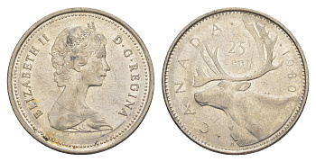 Канада 25 центов 1980 Елизавета II (1952-2022), олень KM 74 никель 4648-1157