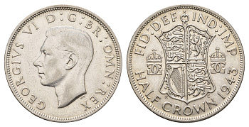 Великобритания 1/2 кроны 1943 Георг VI (1936-1952) KM 856, Spink 4080 серебро 3897-1216