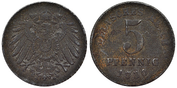 Германия 5 пфеннигов 1920 F KM 19, J. 297, Weege 5 железо 4118-1122