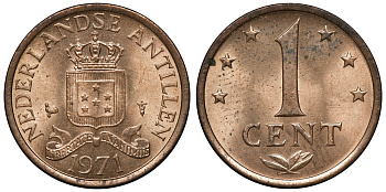 Нидерландские Антилы 1 цент 1971 Юлиана (1948-1980) KM 8 бронза UNC 4118-432