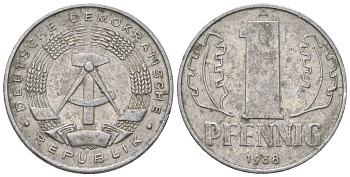 ГДР 1 пфенниг 1968 А КМ 8.1 алюминий 4615-1233