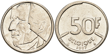Бельгия 50 франков 1987 Belgique, Бодуэн I (1951-1993) KM 168 никель    4595-632