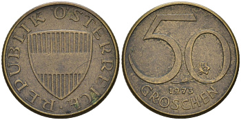 Австрия 50 грошей 1973 KM 2885 алюминиевая бронза 4567-953