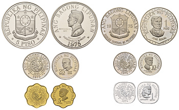 Филиппины лот из 6 монет1975 KM 210.1, 209.1, 208, 207, 206, 205 медно-никель PROOF M81-02