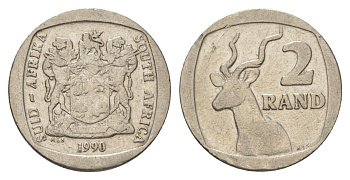 ЮАР 2 ранда 1990 KM 139 медь плакированная никелем 4626-1041