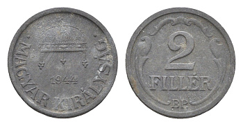 Венгрия 2 филлера 1944 BP KM 519 цинк 4664-914