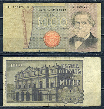 Италия 1000 лир 1981 Джузеппе Верди, Милан Ла Скала Pick 101 h бумага 6294-34-1-1