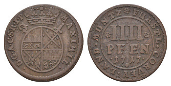 Корвей 4 пфеннига 1717 KM 131 медь 633-1214