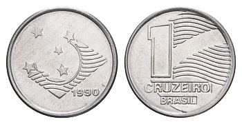Бразилия 1 крузейро 1990 KM 617 нержавеющая сталь UNC 4644-519