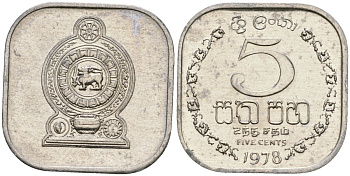Шри-Ланка 5 центов 1978 KM 139a алюминий 4136-647