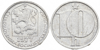 Чехословакия 10 геллеров 1977 KM 80 алюминий 44-1031