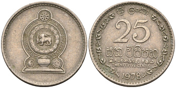 Шри-Ланка 25 центов 1978 KM 141.1 медно-никель 4567-237