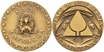 США МЕДАЛЬ 1964 МУЗЕЙ ИСКУССТВ В НЬЮ-ДЖЕРСИ 45 мм, 49,7 гр бронза UNC 1082-8-41