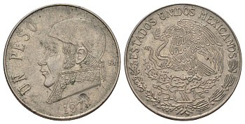 Мексика 1 песо 1977 Хосе Мария Морелос KM 460 медно-никель 4590-1241