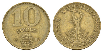 Венгрия 10 форинтов 1983 BP, статуя Свободы KM 636 алюминиевая бронза 4657-511
