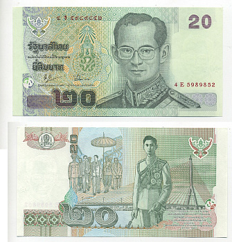ТАИЛАНД 20 БАТОВ 2003 Pick 109 бумага UNC (ПРЕСС) 7217-24-2