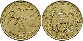 Гватемала 1 кетсаль 1999 KM 284 латунь 4389-433