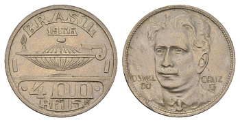 Бразилия 400 реалов 1936 Освалду Крус KM 539 медно-никель 4624-1224