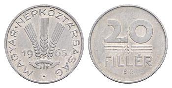Венгрия 20 филлеров 1965 KM 550 алюминий aUNC 4630-1131