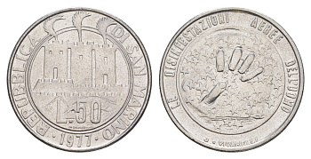 Сан-Марино 50 лир 1977 Экология KM 68 нержавеющая сталь UNC 4648-243
