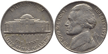 США 5 ЦЕНТОВ 1977 ДЖЕФФЕРСОН KM А192 медно-никель 31-634