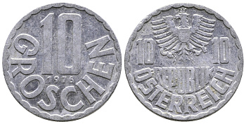 АВСТРИЯ 10 ГРОШЕЙ 1976 KM 2878 алюминий 26-1156