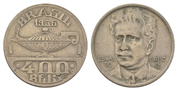 Бразилия 400 реалов 1936 Освалду Крус KM 539 медно-никель 4624-1226