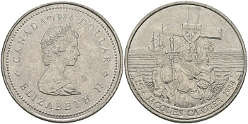 Канада 1 доллар 1984 Жак Картье KM 141 никель UNC 97-143