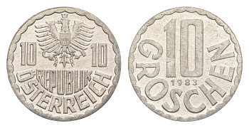 Австрия 10 грошей 1983 KM 2878 алюминий 4632-541