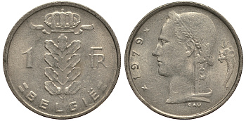 БЕЛЬГИЯ 1 ФРАНК 1979 BELGIE KM 143.1 медно-никель 4182-227