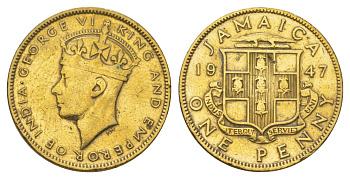 Ямайка 1 пенни 1947 KM 32 никель латунь 4628-545