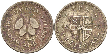 Гана 10 песева 1967 KM 16 медно-никель 4551-736