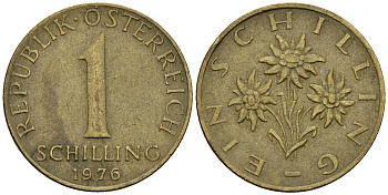 Австрия 1 шиллинг 1976 KM 2886 алюминиевая бронза 4167-1147