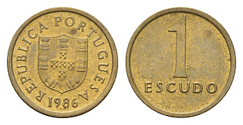 Португалия 1 эскудо 1986 KM 614 никель латунь UNC 4674-759