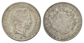 Венгрия 20 крейцеров 1844 B, Фердинанд I (1835-1848) KM 422 серебро aUNC 4622-441