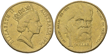 Австралия 1 доллар 1996 100 лет со дня смерти сэра Генри Паркса KM 310 алюминиевая бронза aUNC 4620-717