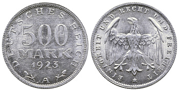 ГЕРМАНИЯ 500 МАРОК 1923 А KM 36, J. 305 алюминий 4380-622