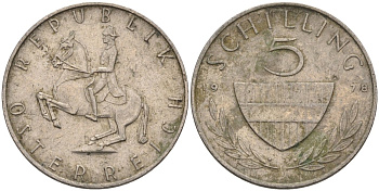 Австрия 5 шиллингов 1978 KM 2889а медно-никель 4592-217