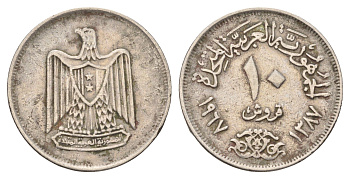 Египет 10 пиастров 1967 KM 413 медно-никель 4673-441