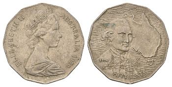 Австралия 50 центов 1970 200 лет австралийскому путешествию капитана Кука KM 69 медно-никель 4672-234