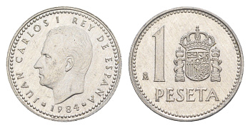 Испания 1 песета 1984 M, Хуан Карлос I (1975-2014) KM 821 алюминий 4623-734