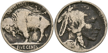 США 5 центов 1920 индеец, бизон KM 134 медно-никель 4135-417