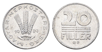 Венгрия 20 филлеров 1989 BP KM 573 алюминий 4664-1257
