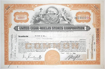 США, United Board & Carton Corporation 1000 акций 1944 бумага 00-00
