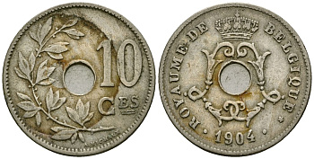 Бельгия 10 сантимов 1904 Belgique KM 52 медно-никель 4172-751