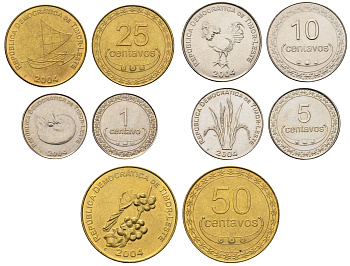 Восточный Тимор годовой набор из 5 монет (1, 5, 10, 25 и 50 сентаво) 2004 KM 1, 2, 3, 4 и 5 UNC 4671-334-337